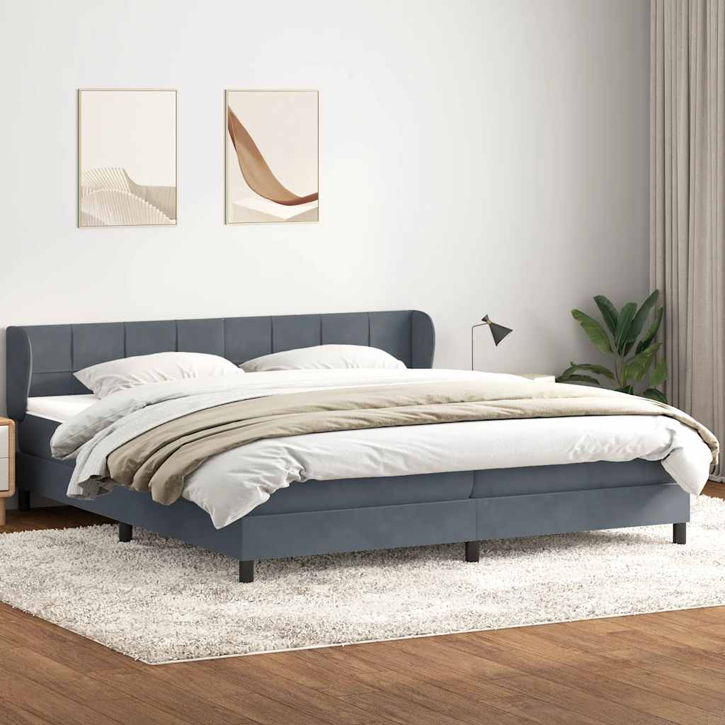 Sommier à lattes de lit et matelas gris foncé 200x210cm velours - XIOS