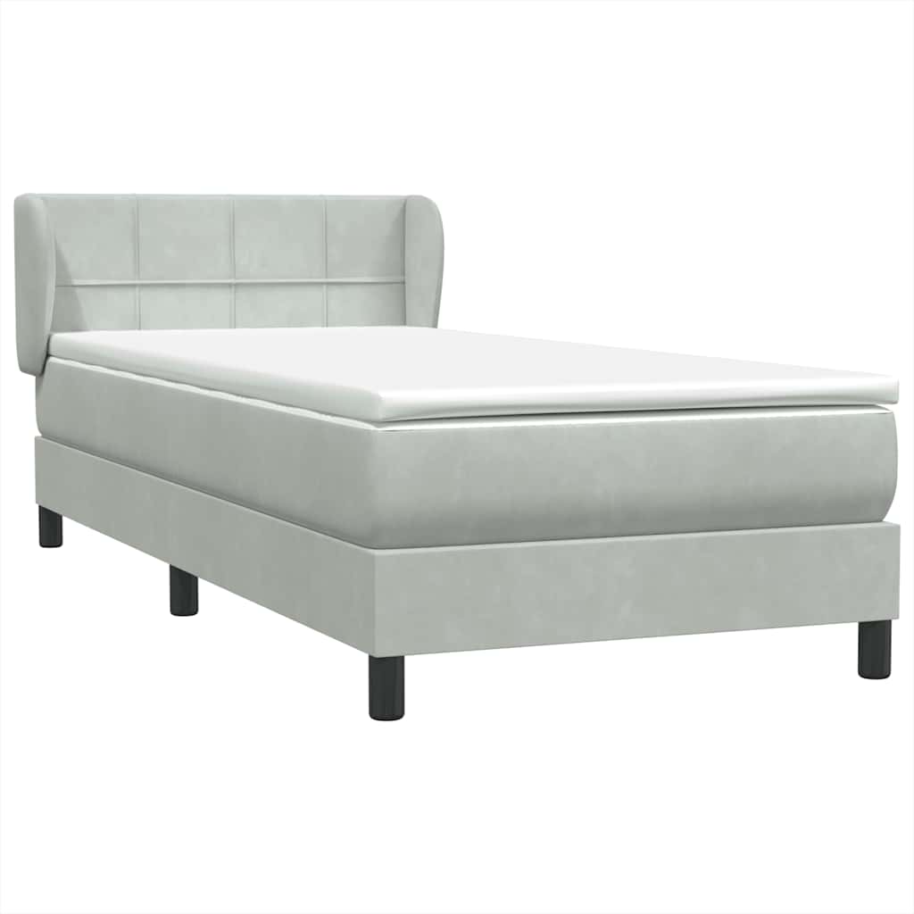 Sommier à lattes de lit et matelas gris clair 80x220 cm velours - XIOS