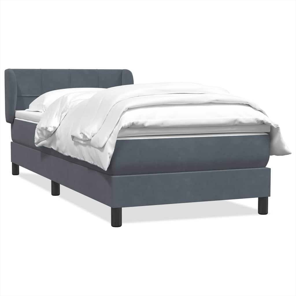 Sommier à lattes de lit et matelas gris foncé 80x220 cm velours - XIOS