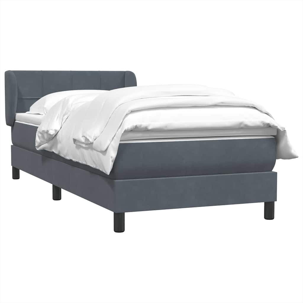 Sommier à lattes de lit et matelas gris foncé 80x220 cm velours - XIOS