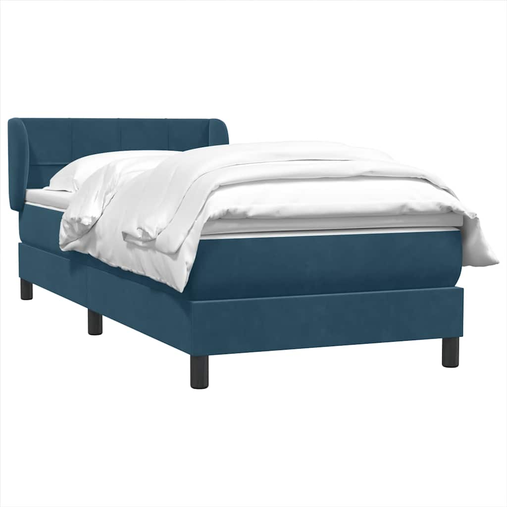 Sommier à lattes de lit et matelas bleu foncé 80x220 cm velours - XIOS