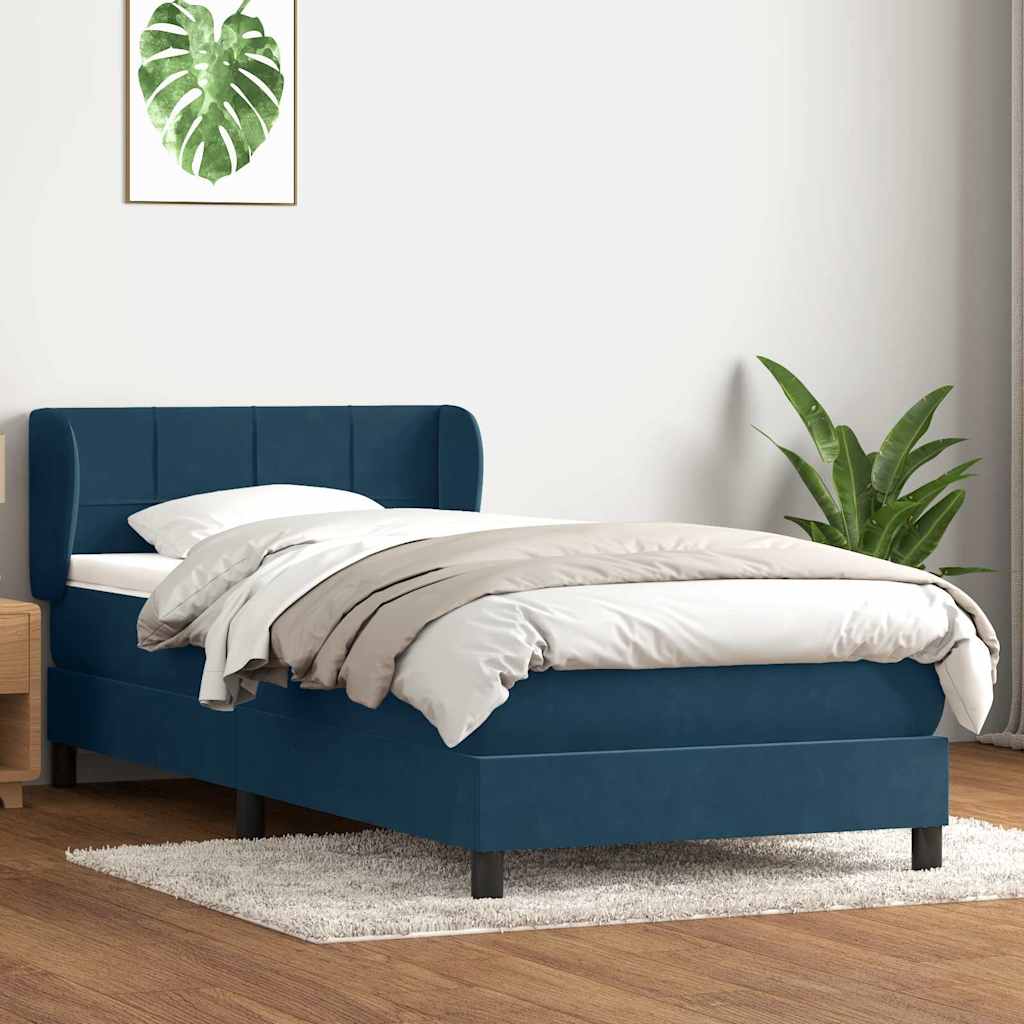 Sommier à lattes de lit et matelas bleu foncé 80x220 cm velours - XIOS