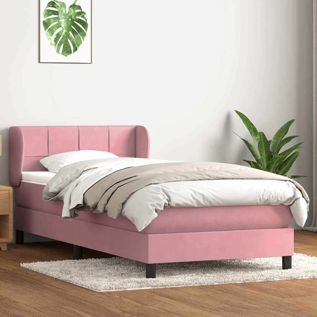 Sommier à lattes de lit avec matelas rose 80x220 cm velours - XIOS