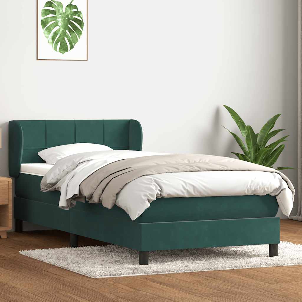 Sommier à lattes de lit et matelas vert foncé 90x220 cm velours - XIOS