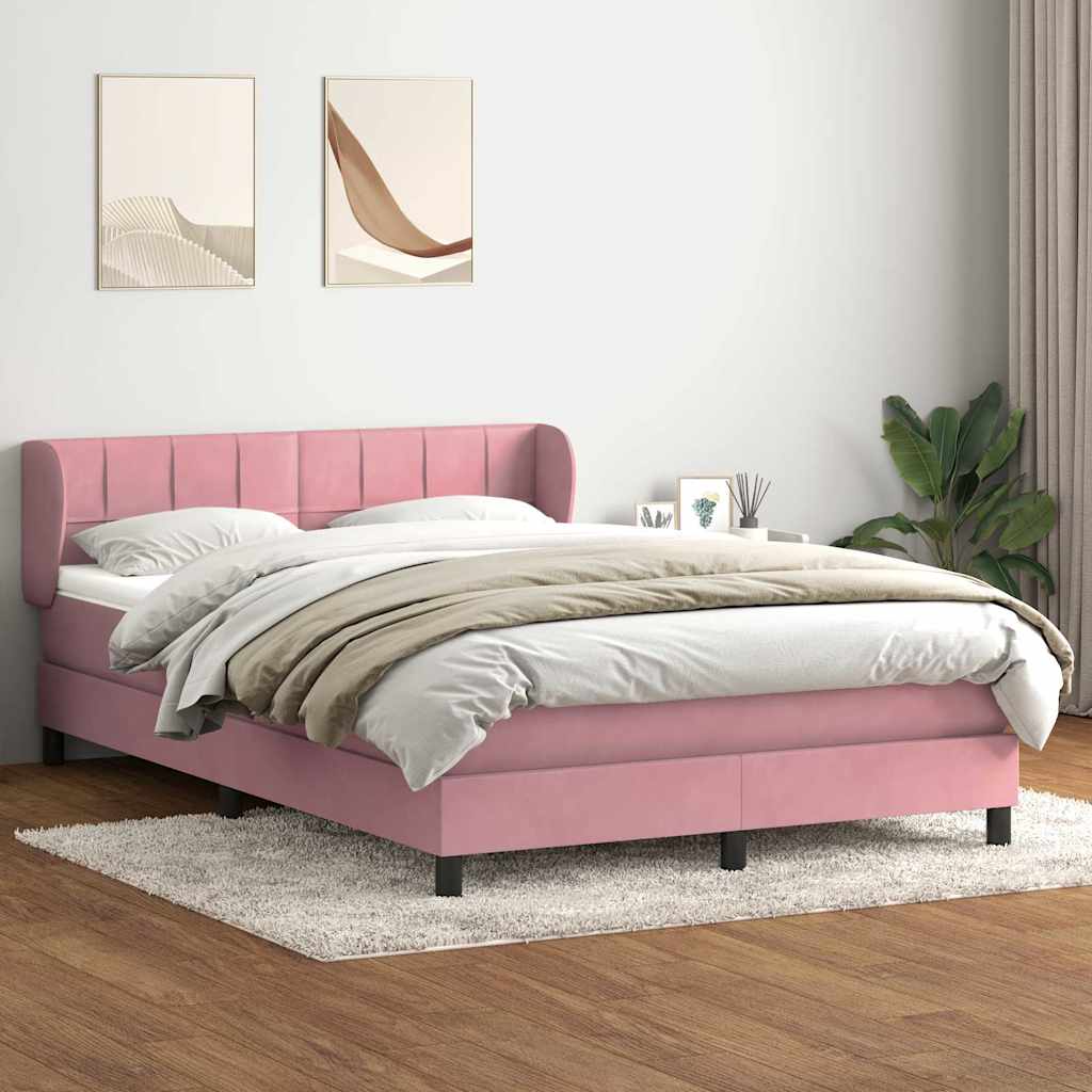Sommier à lattes de lit avec matelas rose 160x220 cm velours - XIOS