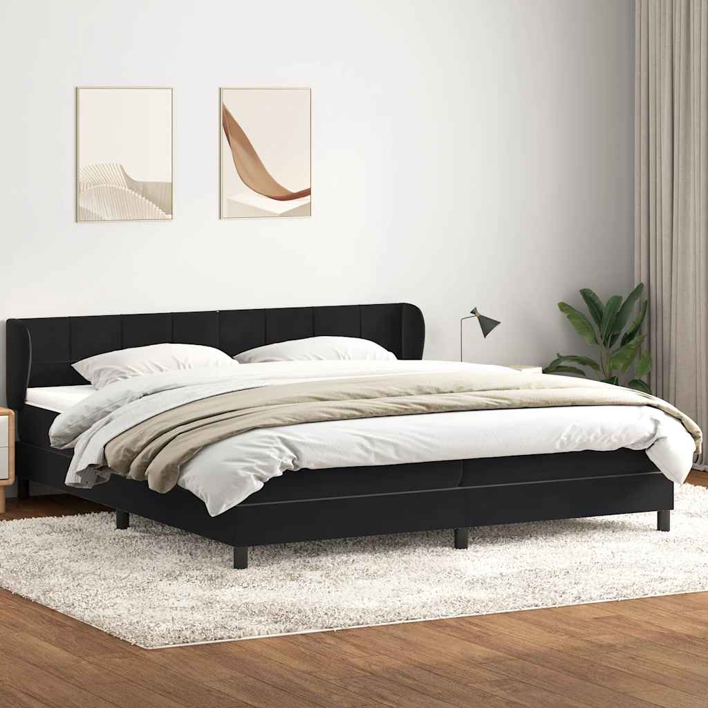 Sommier à lattes de lit avec matelas noir 200x220 cm velours - XIOS