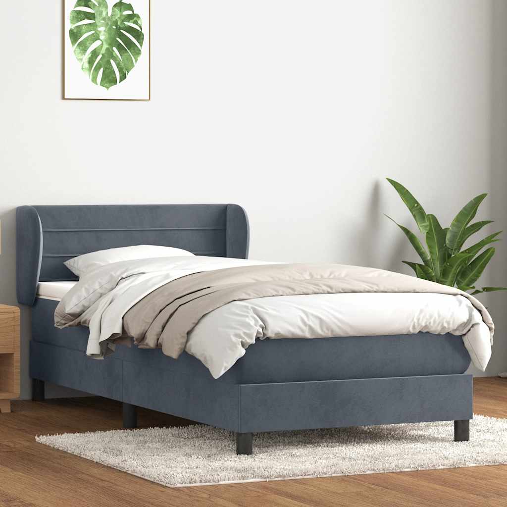 Sommier à lattes de lit et matelas gris foncé 80x210 cm velours - XIOS