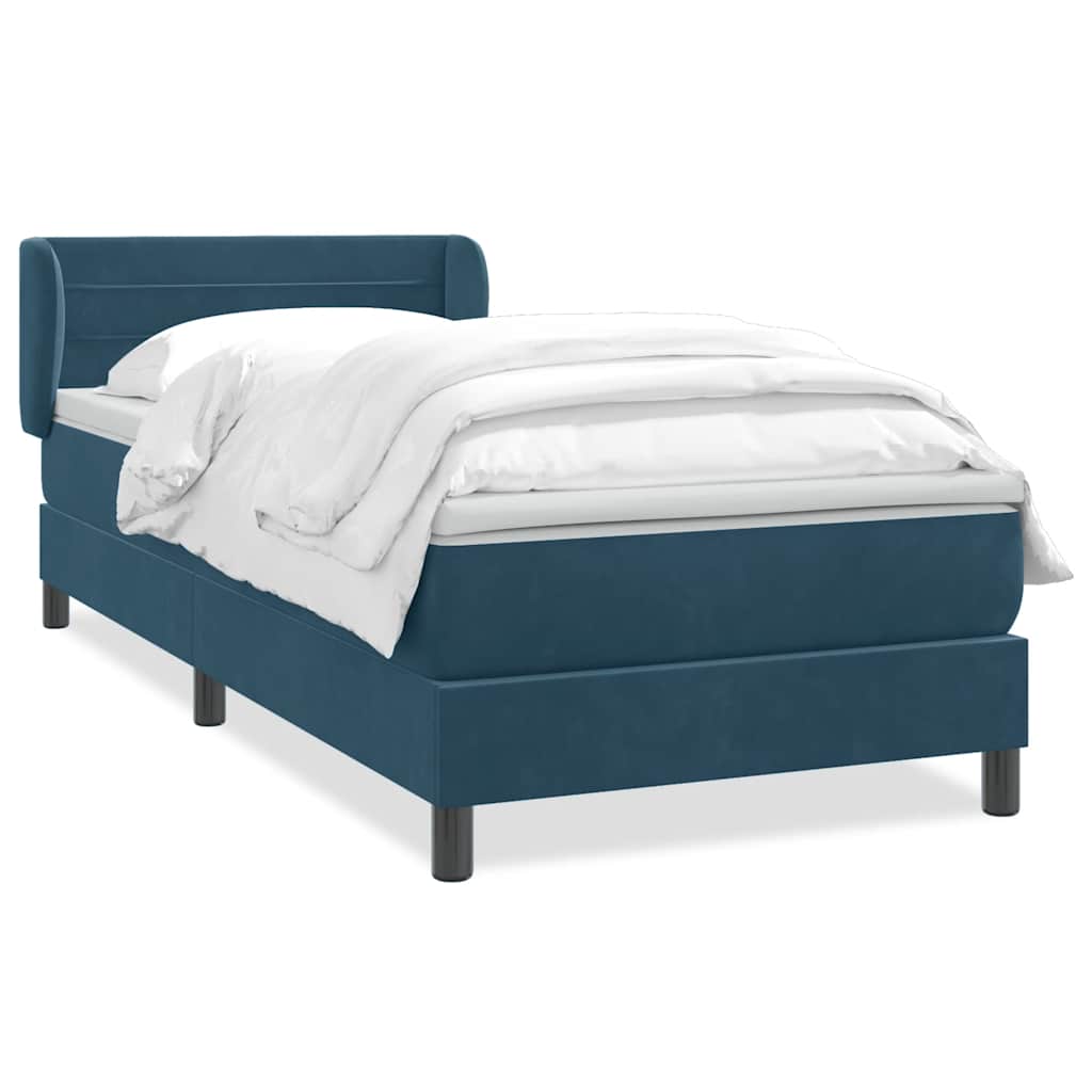 Sommier à lattes de lit et matelas bleu foncé 80x210 cm velours - XIOS