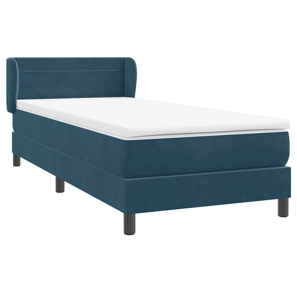 Sommier à lattes de lit et matelas bleu foncé 80x210 cm velours - XIOS