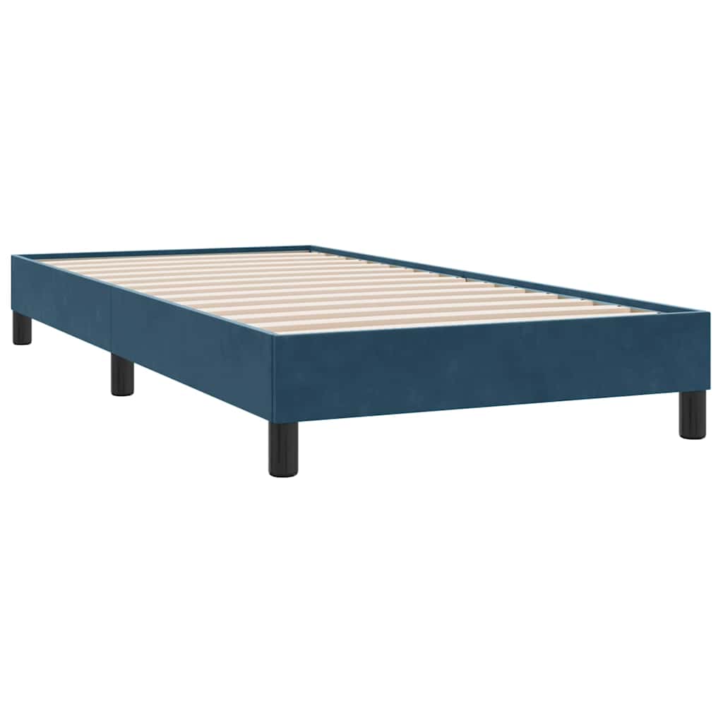 Sommier à lattes de lit et matelas bleu foncé 80x210 cm velours - XIOS