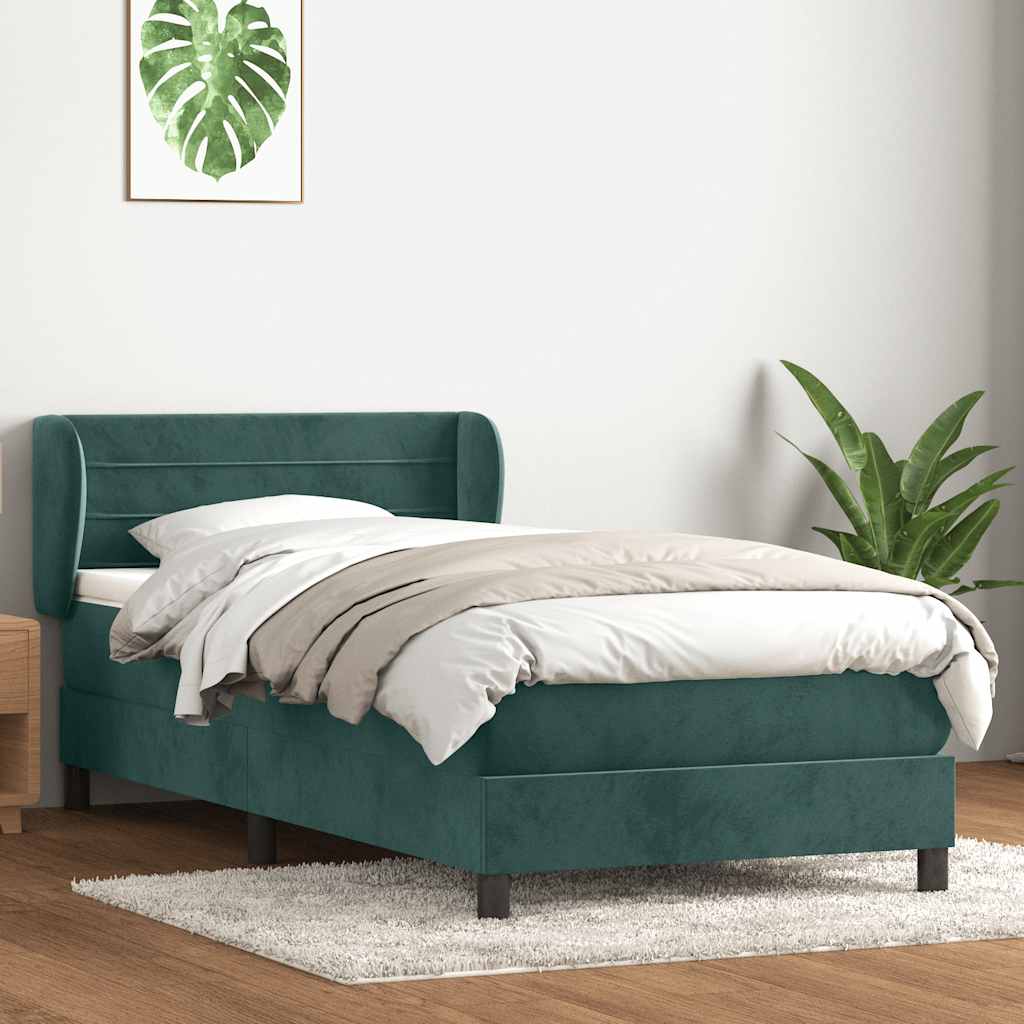 Sommier à lattes de lit et matelas vert foncé 90x210 cm velours - XIOS