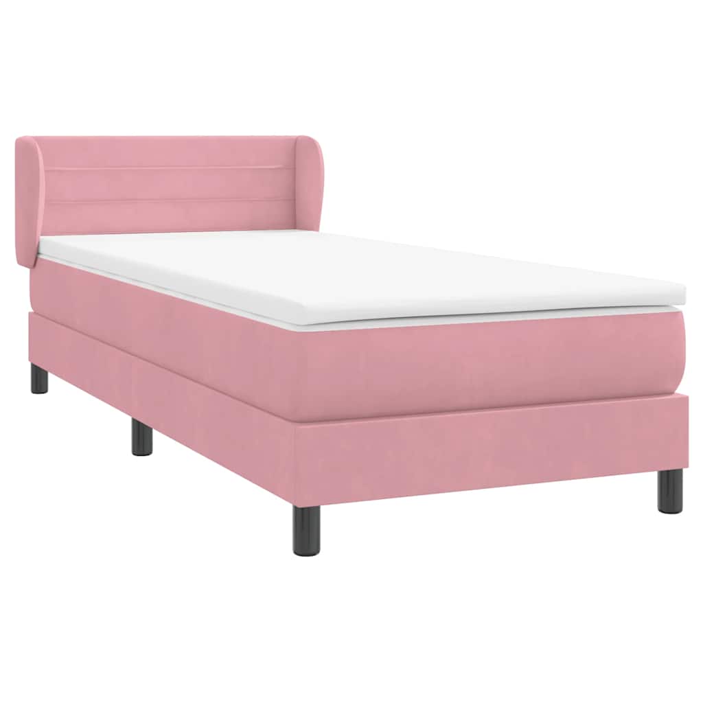 Sommier à lattes de lit avec matelas rose 100x210 cm velours - XIOS