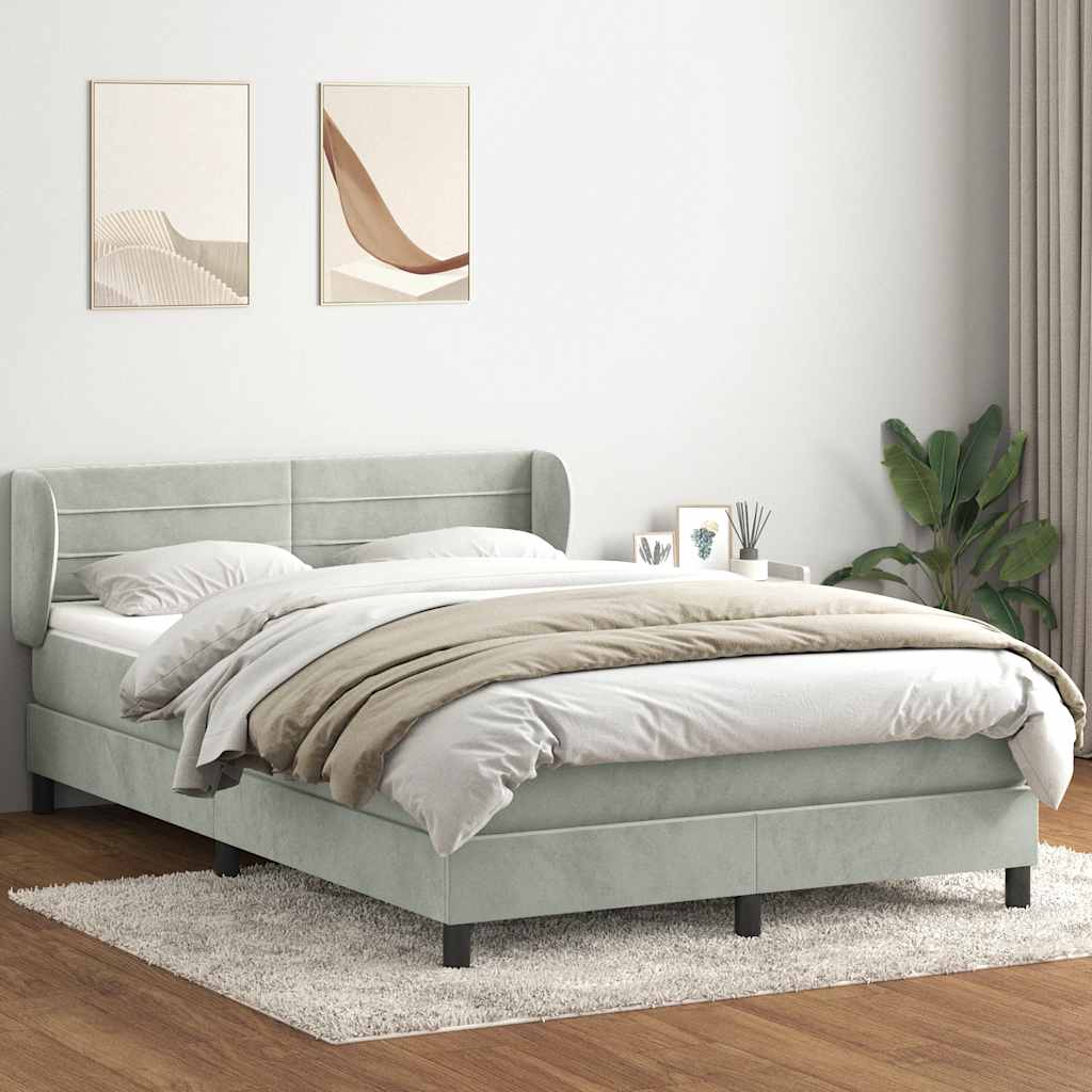 Sommier à lattes de lit et matelas gris clair 140x210cm velours - XIOS
