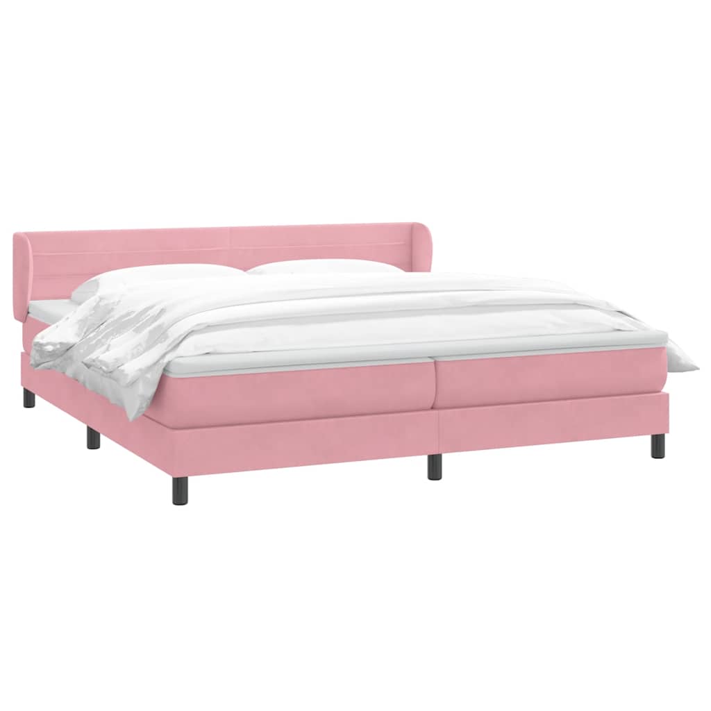 Sommier à lattes de lit avec matelas rose 180x210 cm velours - XIOS