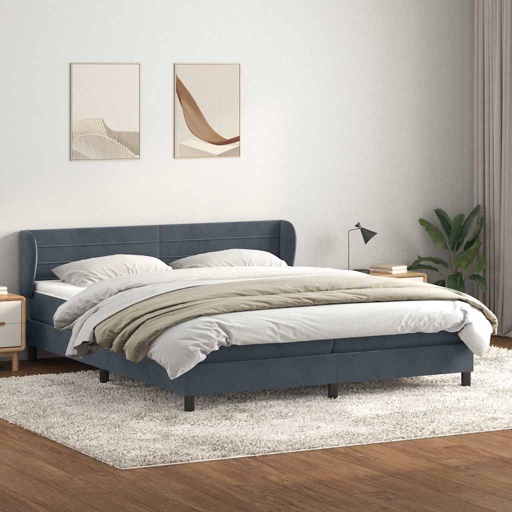 Sommier à lattes de lit et matelas gris foncé 200x210cm velours - XIOS