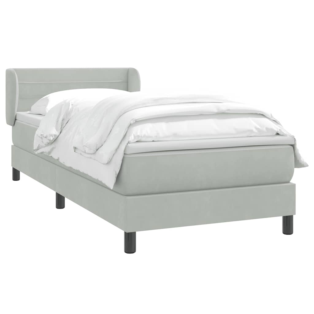 Sommier à lattes de lit et matelas gris clair 80x220 cm velours - XIOS