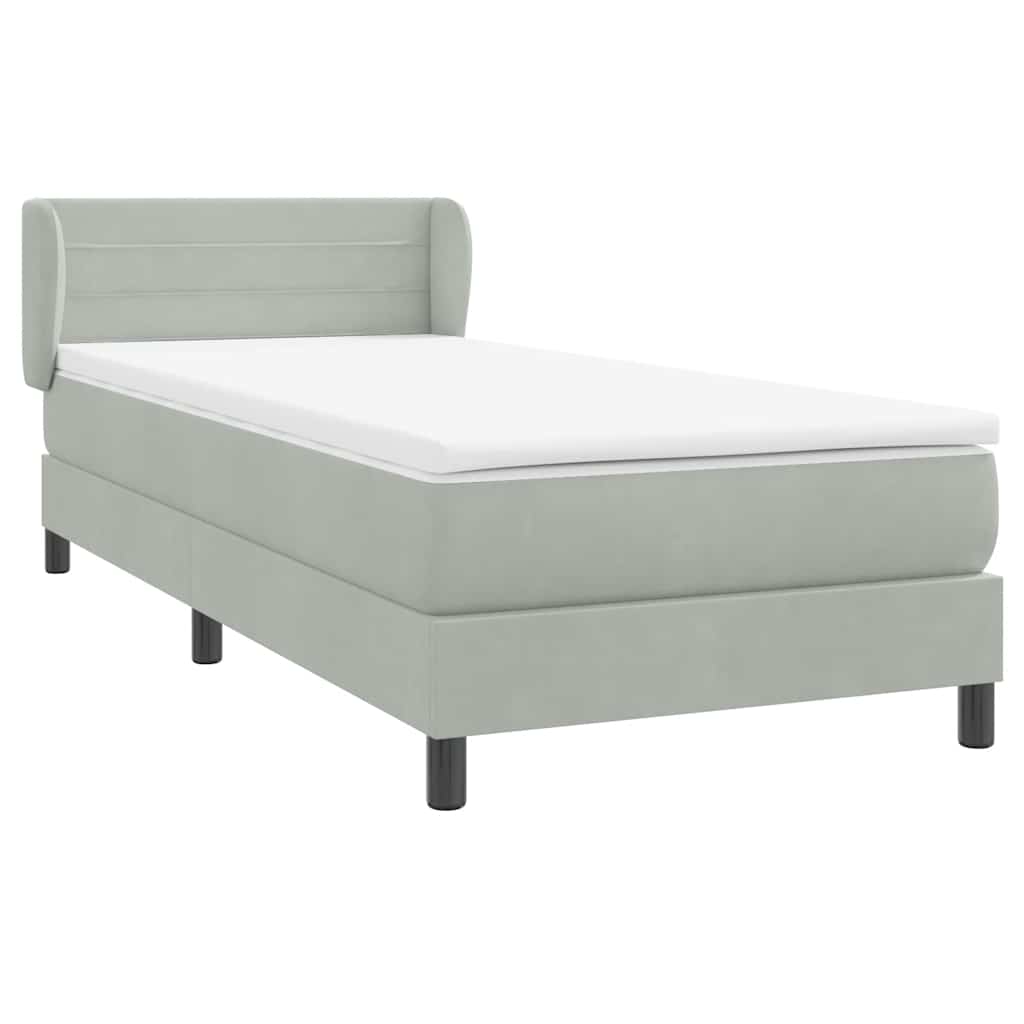 Sommier à lattes de lit et matelas gris clair 80x220 cm velours - XIOS