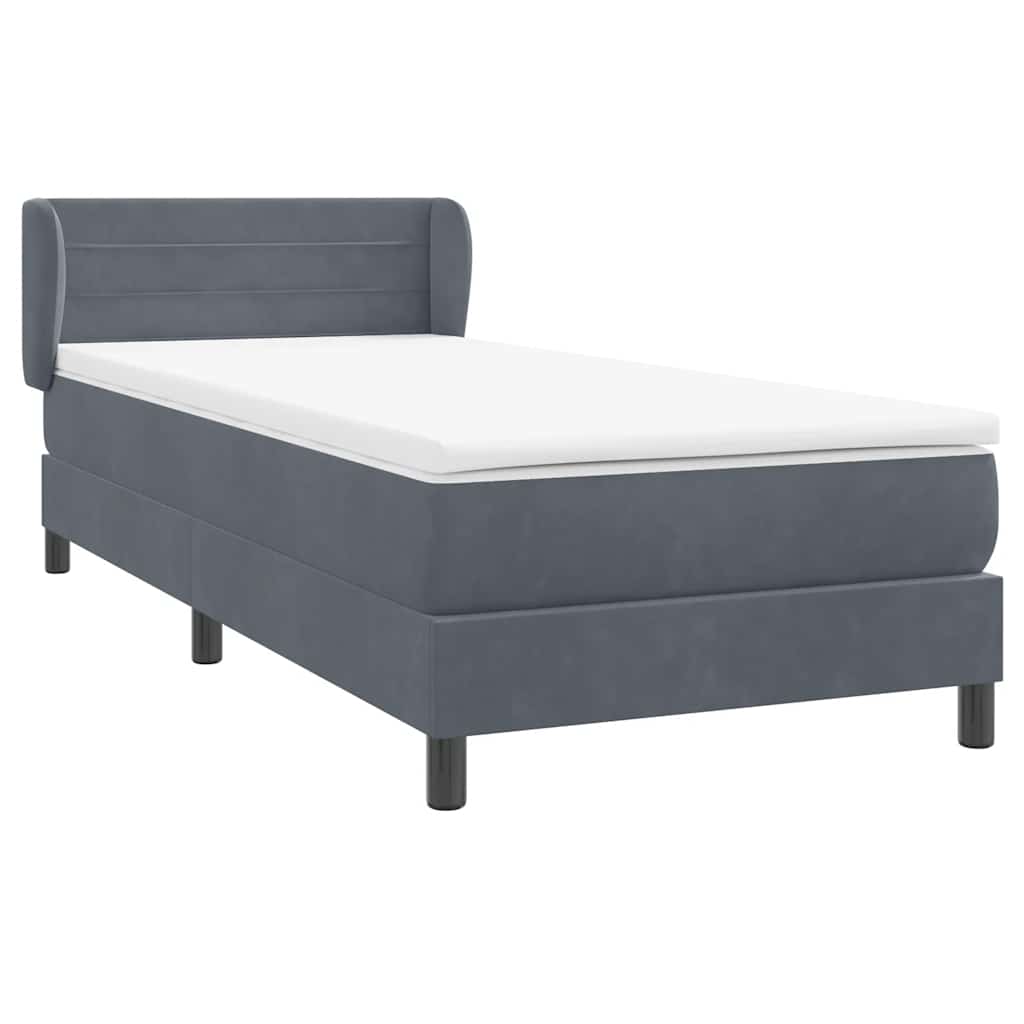 Sommier à lattes de lit et matelas gris foncé 80x220 cm velours - XIOS