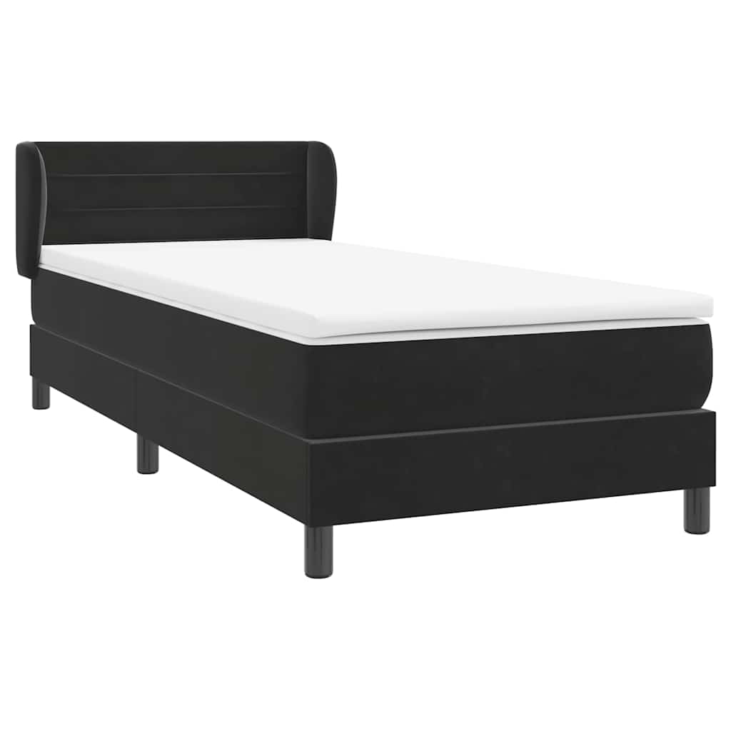 Sommier à lattes de lit avec matelas noir 80x220 cm velours - XIOS