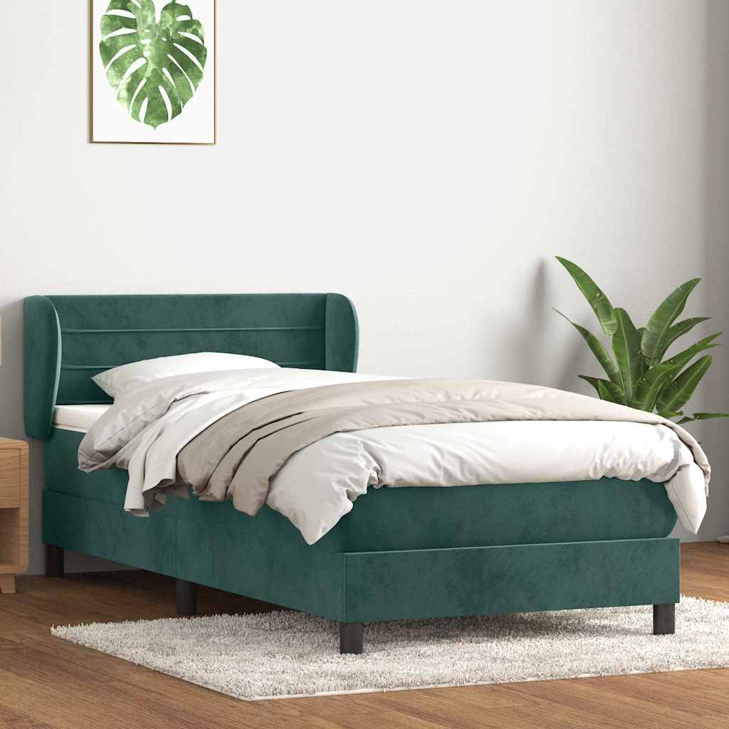 Sommier à lattes de lit et matelas vert foncé 80x220 cm velours - XIOS