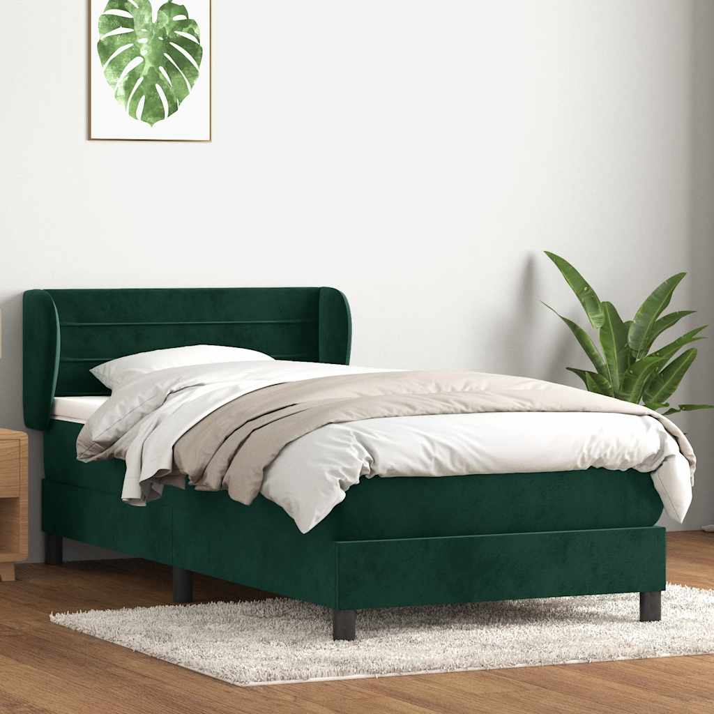 Sommier à lattes de lit et matelas vert foncé 80x220 cm velours - XIOS
