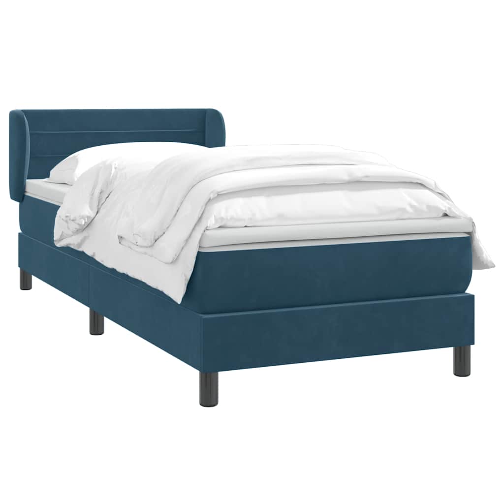 Sommier à lattes de lit et matelas bleu foncé 80x220 cm velours - XIOS