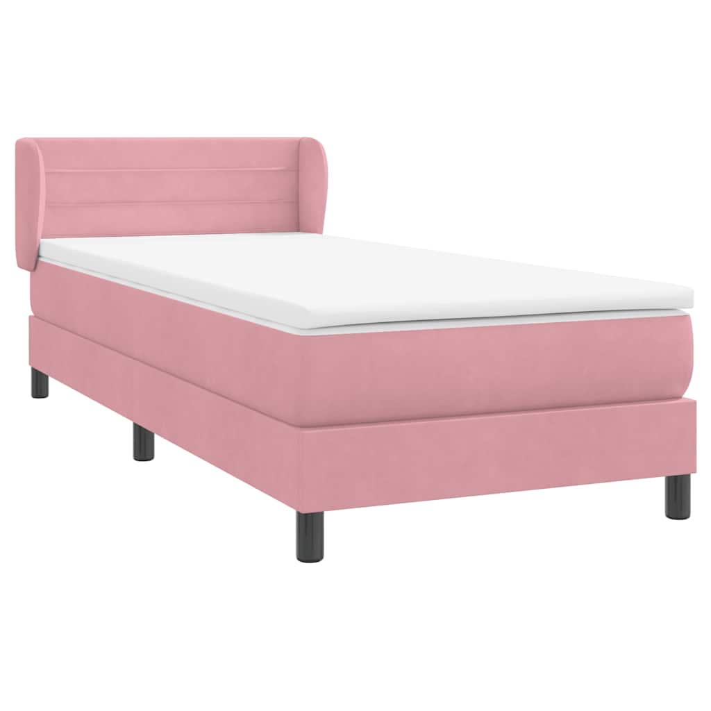 Sommier à lattes de lit avec matelas rose 80x220 cm velours - XIOS