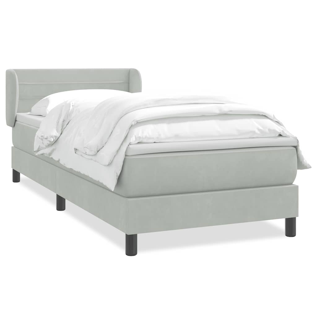 Sommier à lattes de lit et matelas gris clair 90x220 cm velours - XIOS