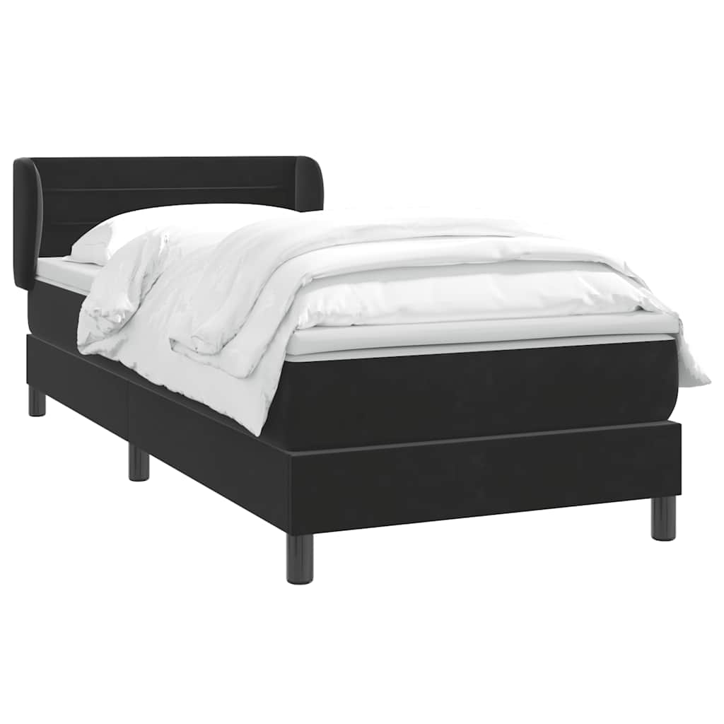 Sommier à lattes de lit avec matelas noir 90x220 cm velours - XIOS