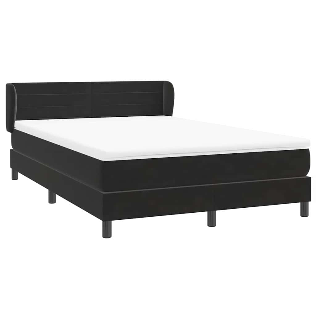 Sommier à lattes de lit avec matelas noir 140x220 cm velours - XIOS