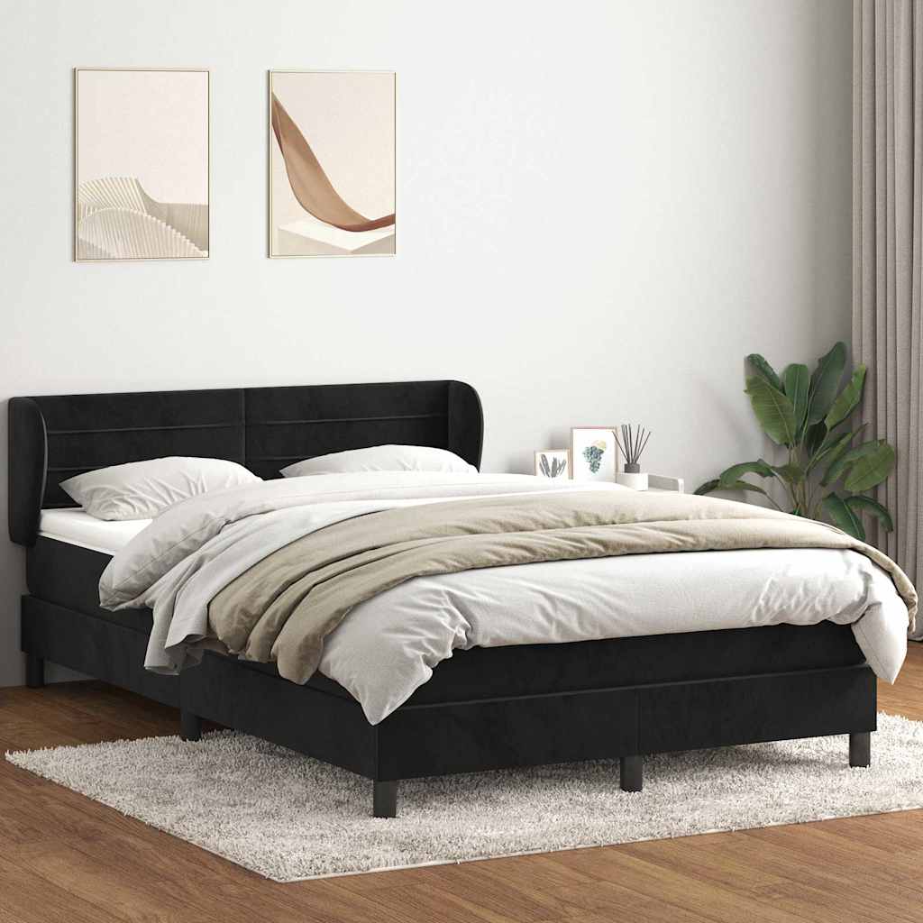 Sommier à lattes de lit avec matelas noir 140x220 cm velours - XIOS
