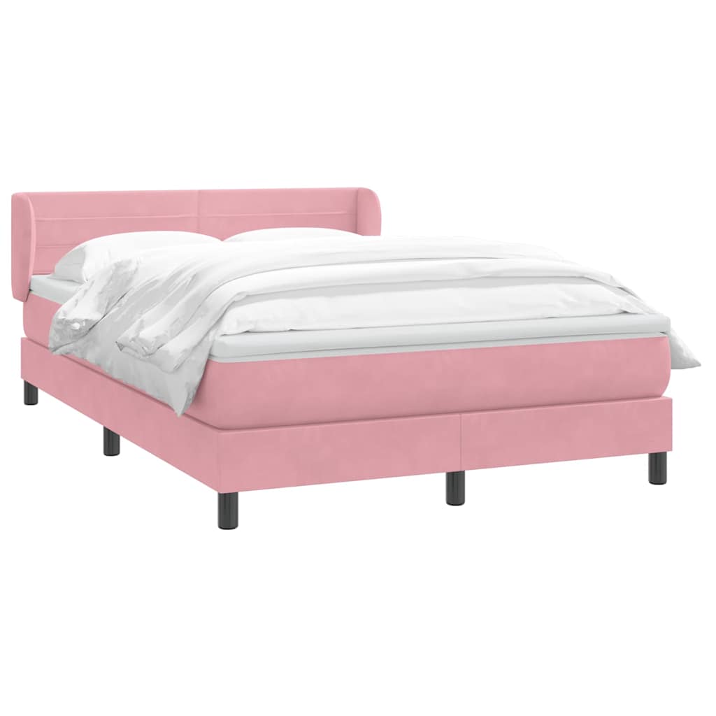 Sommier à lattes de lit avec matelas rose 160x220 cm velours - XIOS