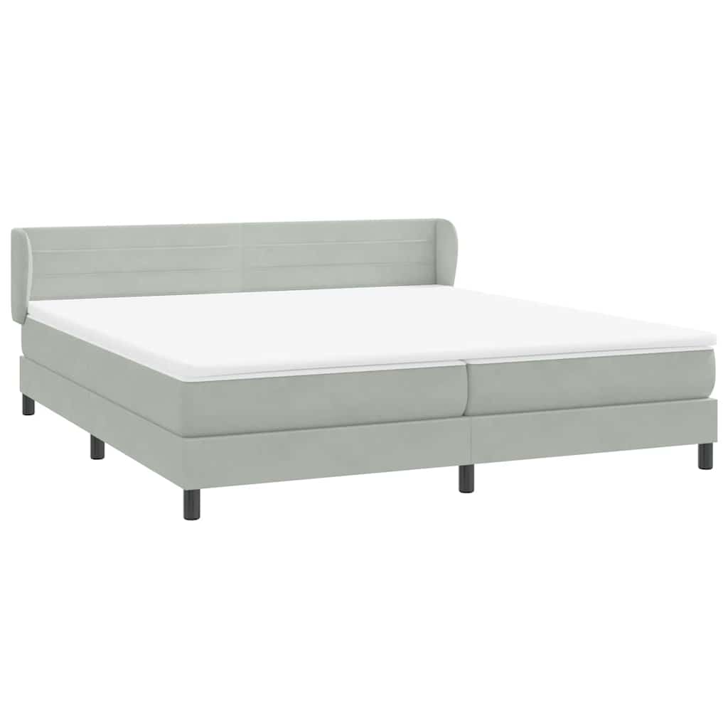 Sommier à lattes de lit et matelas gris clair 180x220cm velours - XIOS