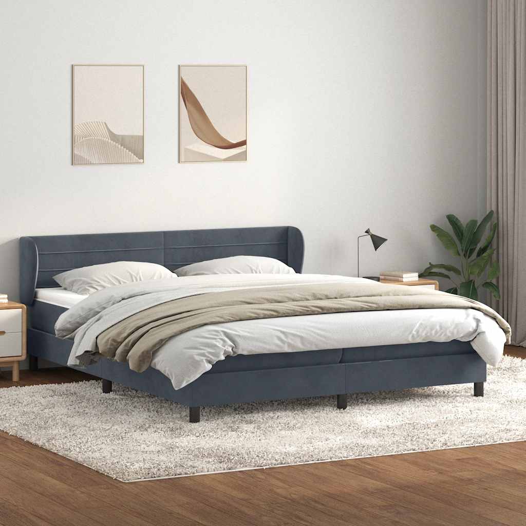 Sommier à lattes de lit et matelas gris foncé 180x220cm velours - XIOS