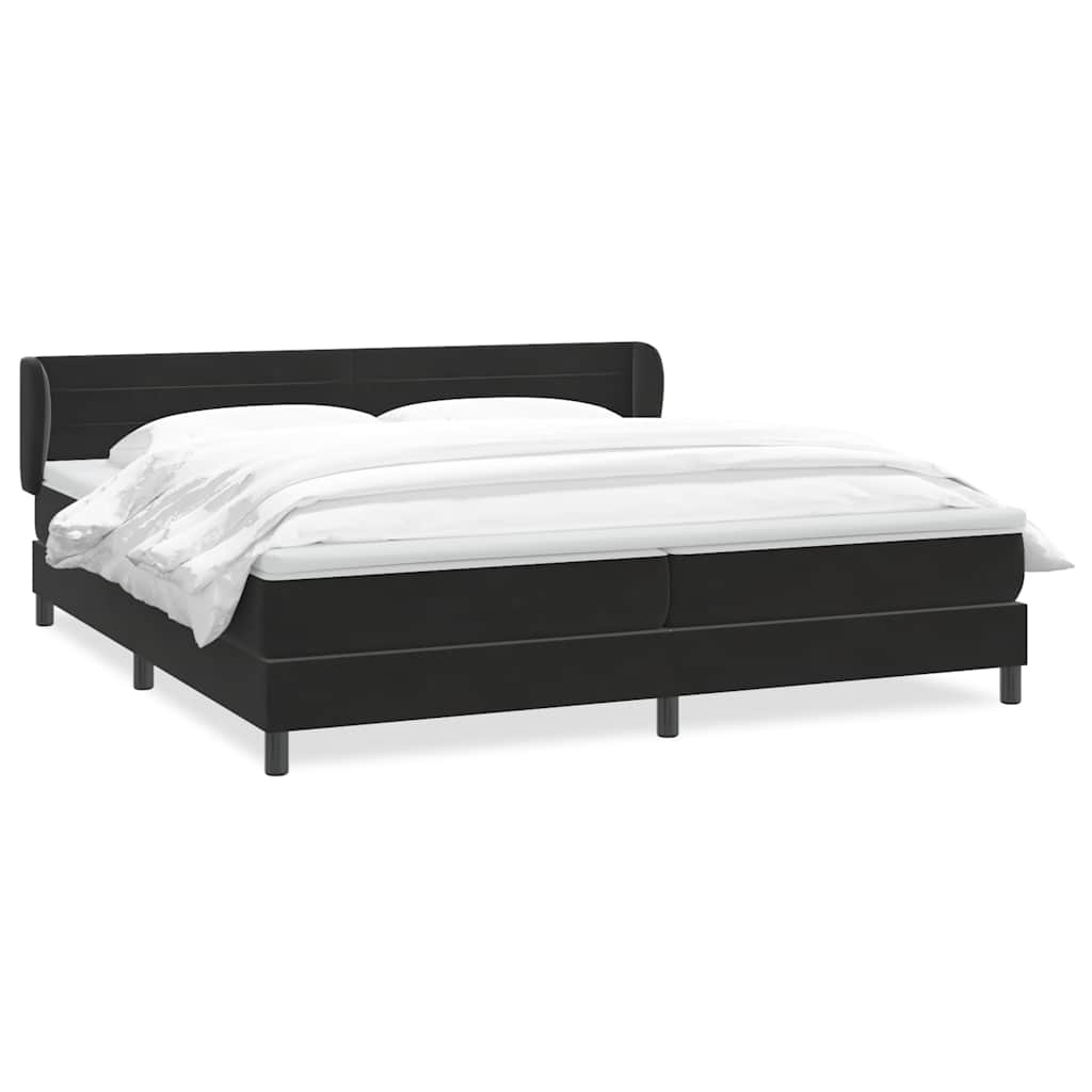 Sommier à lattes de lit avec matelas noir 200x220 cm velours - XIOS