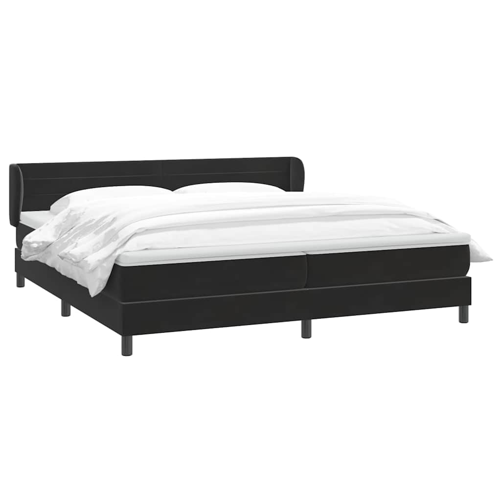 Sommier à lattes de lit avec matelas noir 200x220 cm velours - XIOS