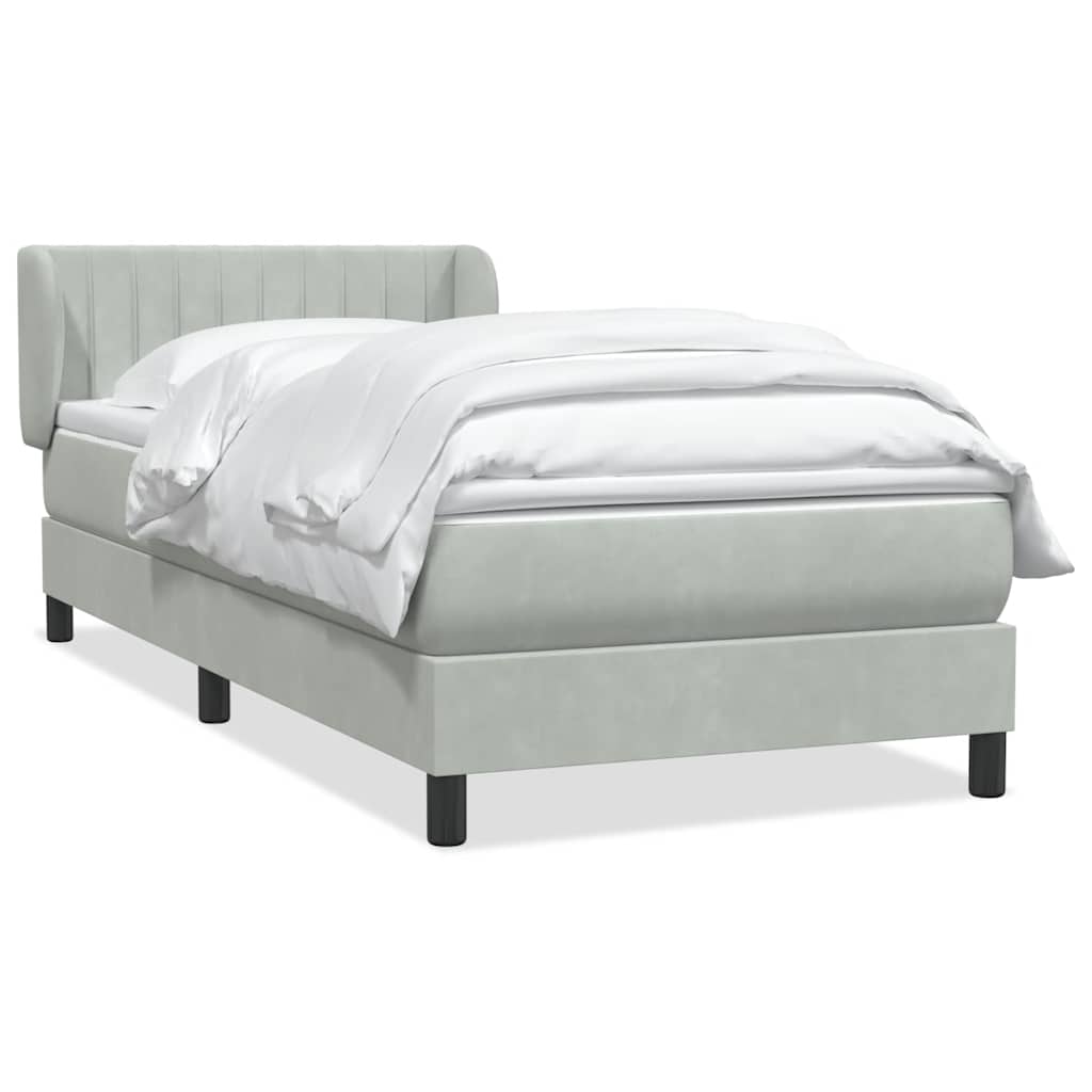 Sommier à lattes de lit et matelas gris clair 80x210 cm velours - XIOS
