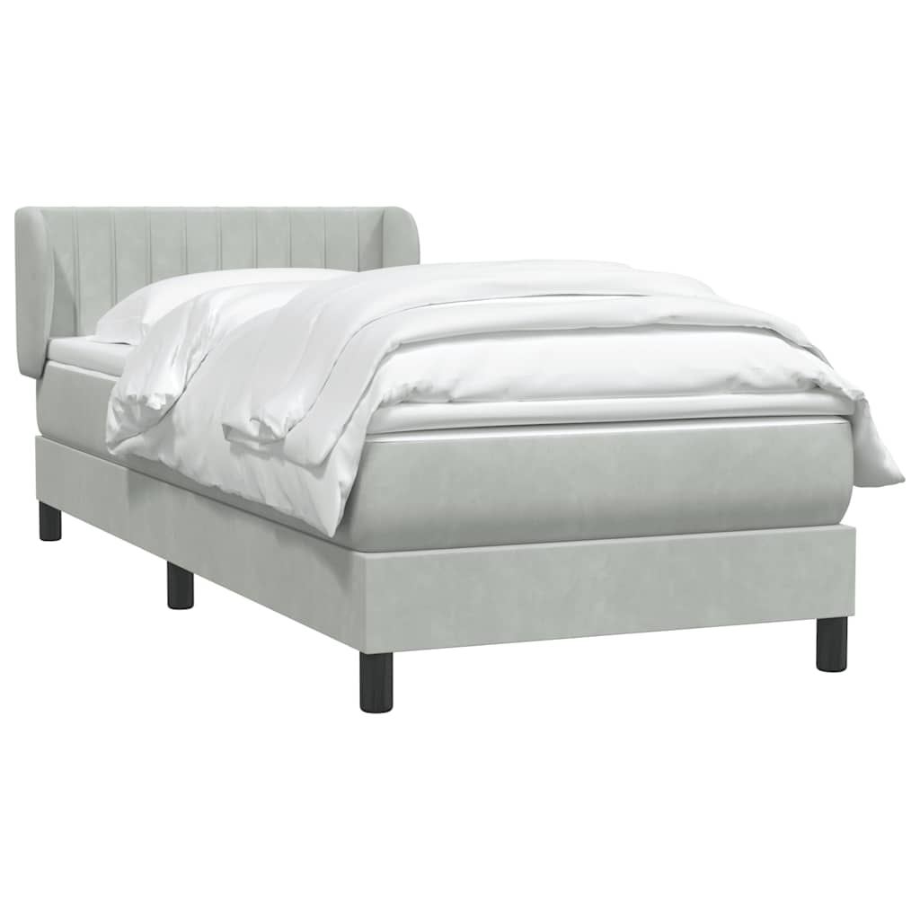 Sommier à lattes de lit et matelas gris clair 80x210 cm velours - XIOS