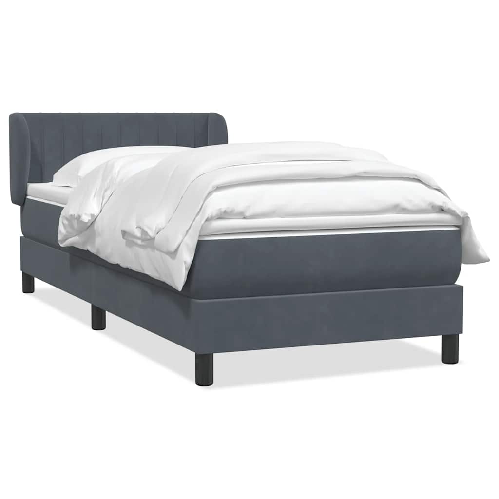 Sommier à lattes de lit et matelas gris foncé 80x210 cm velours - XIOS