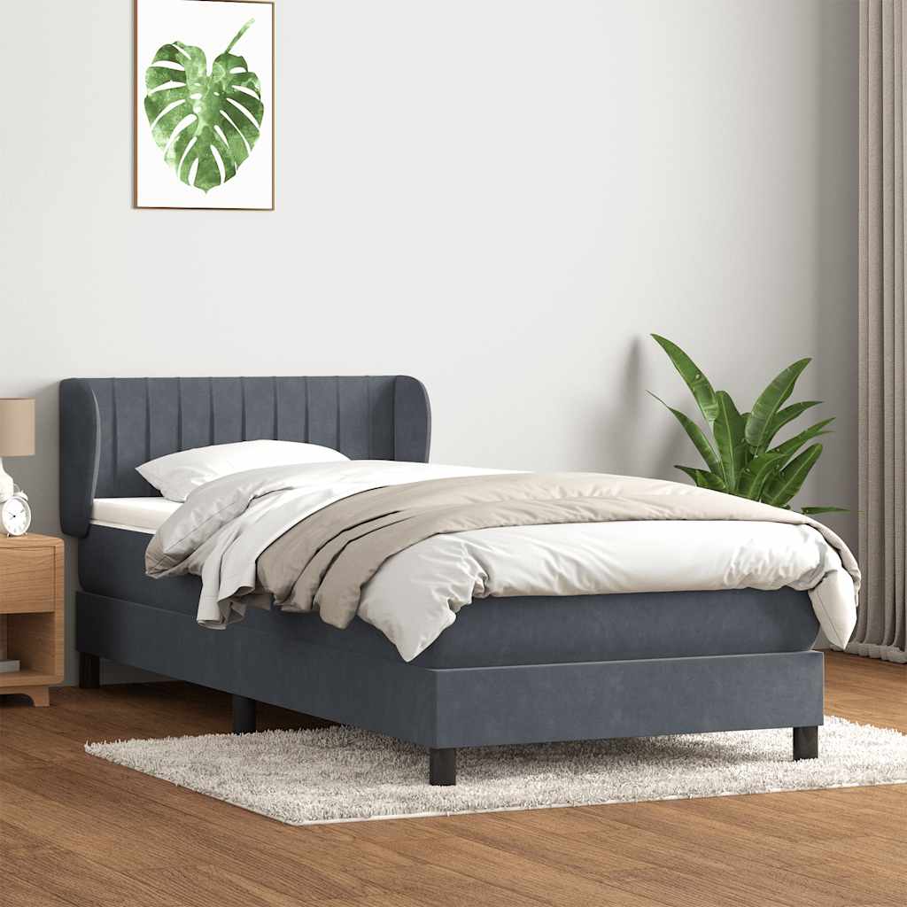 Sommier à lattes de lit et matelas gris foncé 80x210 cm velours - XIOS