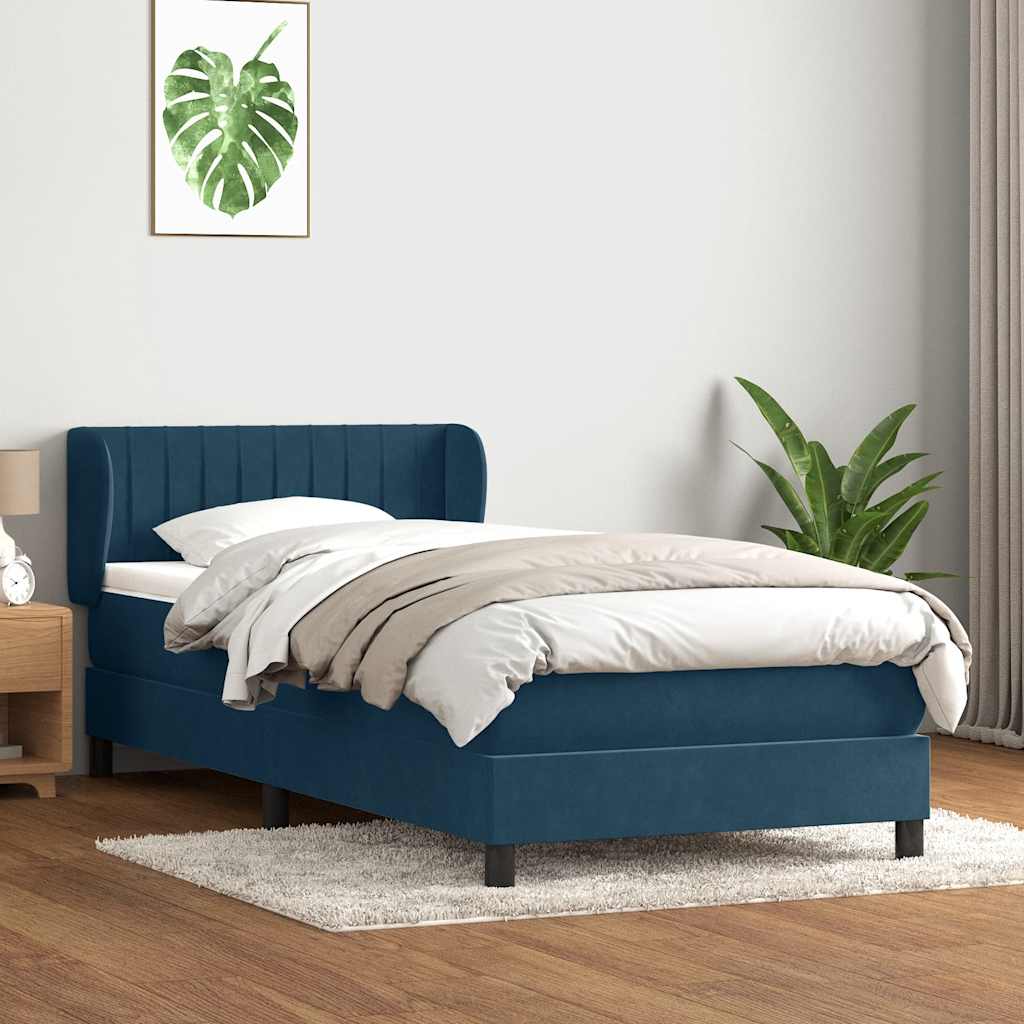 Sommier à lattes de lit et matelas bleu foncé 80x210 cm velours - XIOS
