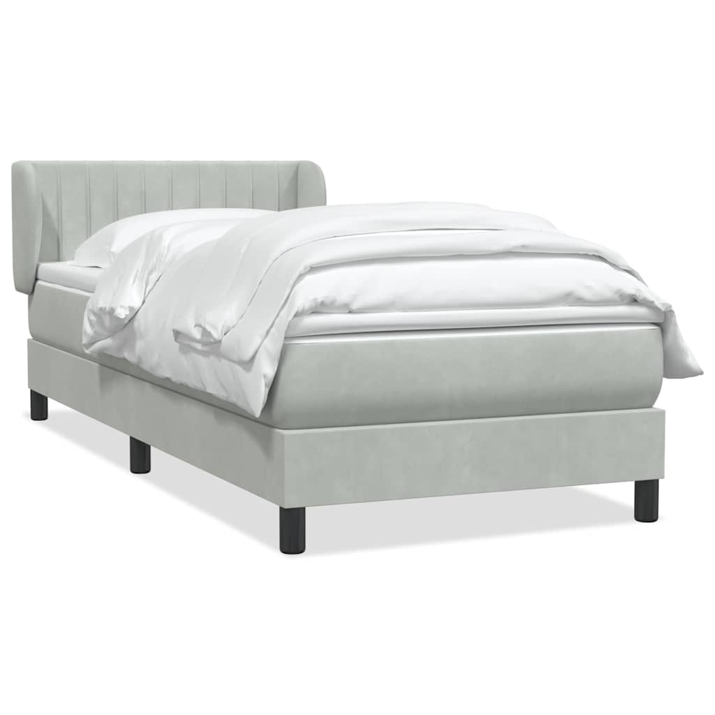 Sommier à lattes de lit et matelas gris clair 90x210 cm velours - XIOS
