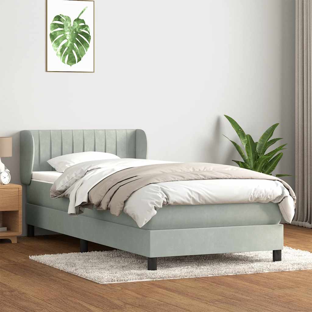 Sommier à lattes de lit et matelas gris clair 90x210 cm velours - XIOS