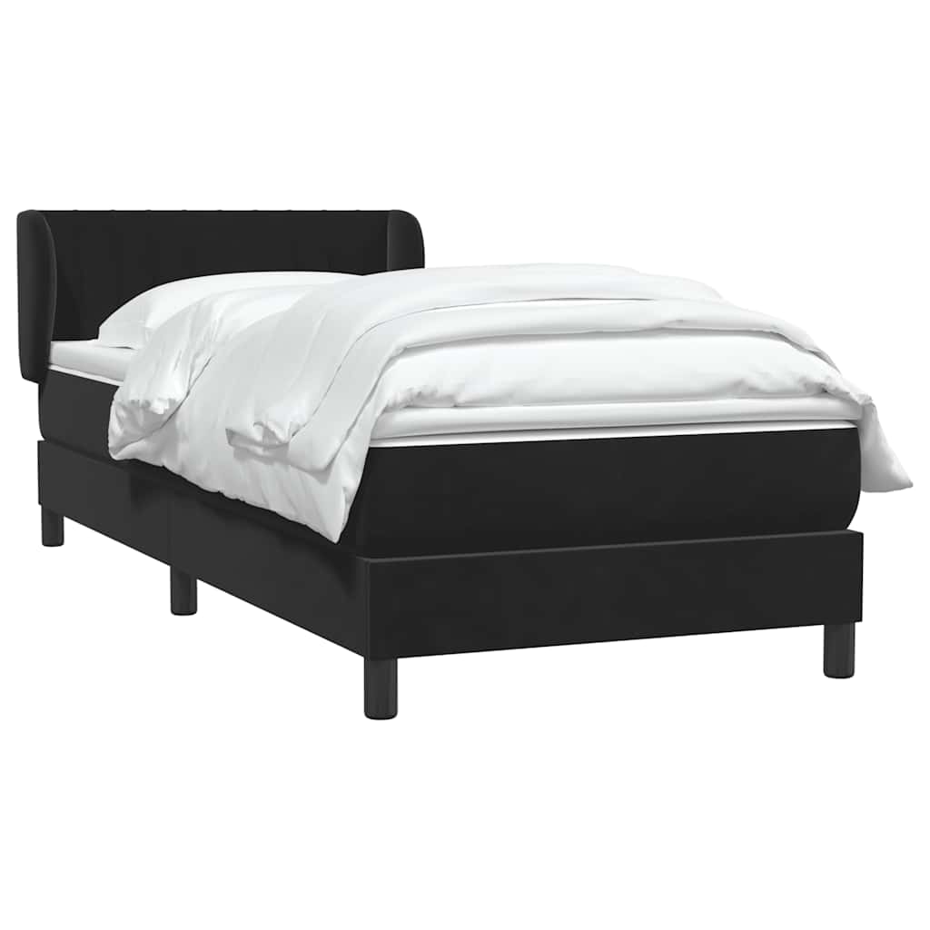 Sommier à lattes de lit avec matelas noir 90x210 cm velours - XIOS