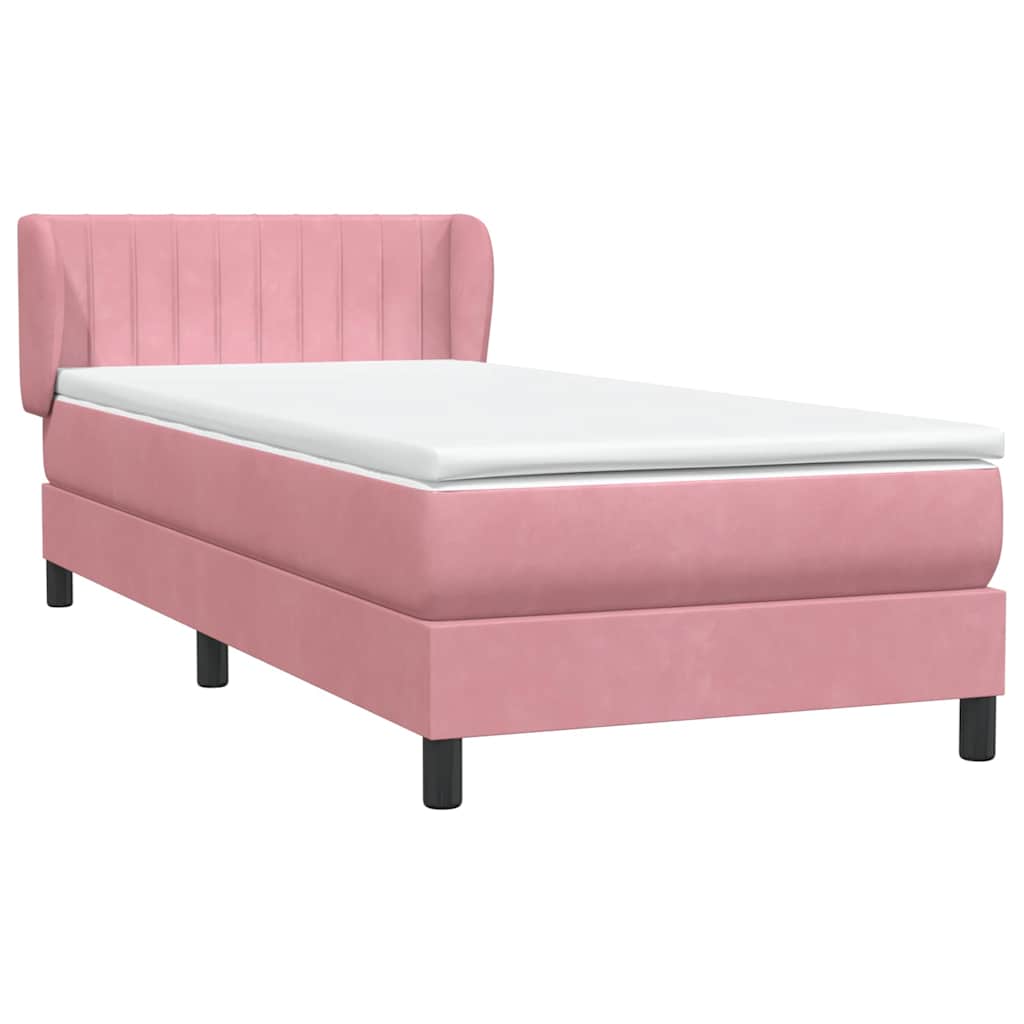Sommier à lattes de lit avec matelas rose 90x210 cm velours - XIOS