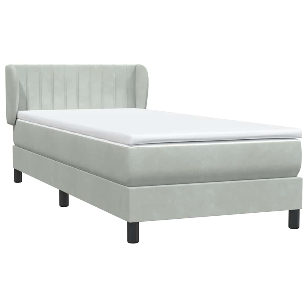 Sommier à lattes de lit et matelas gris clair 100x210cm velours - XIOS