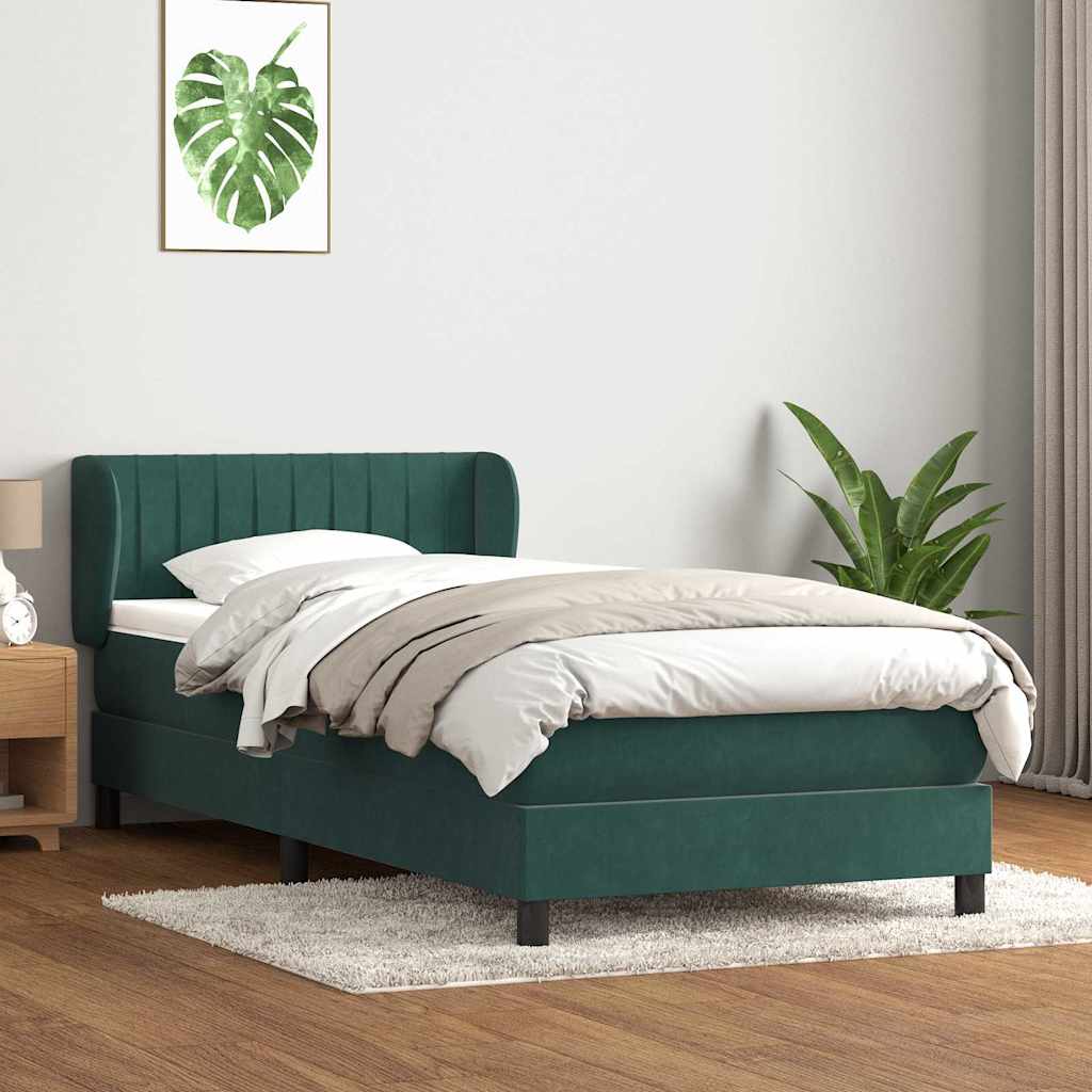 Sommier à lattes de lit et matelas vert foncé 100x210cm velours - XIOS