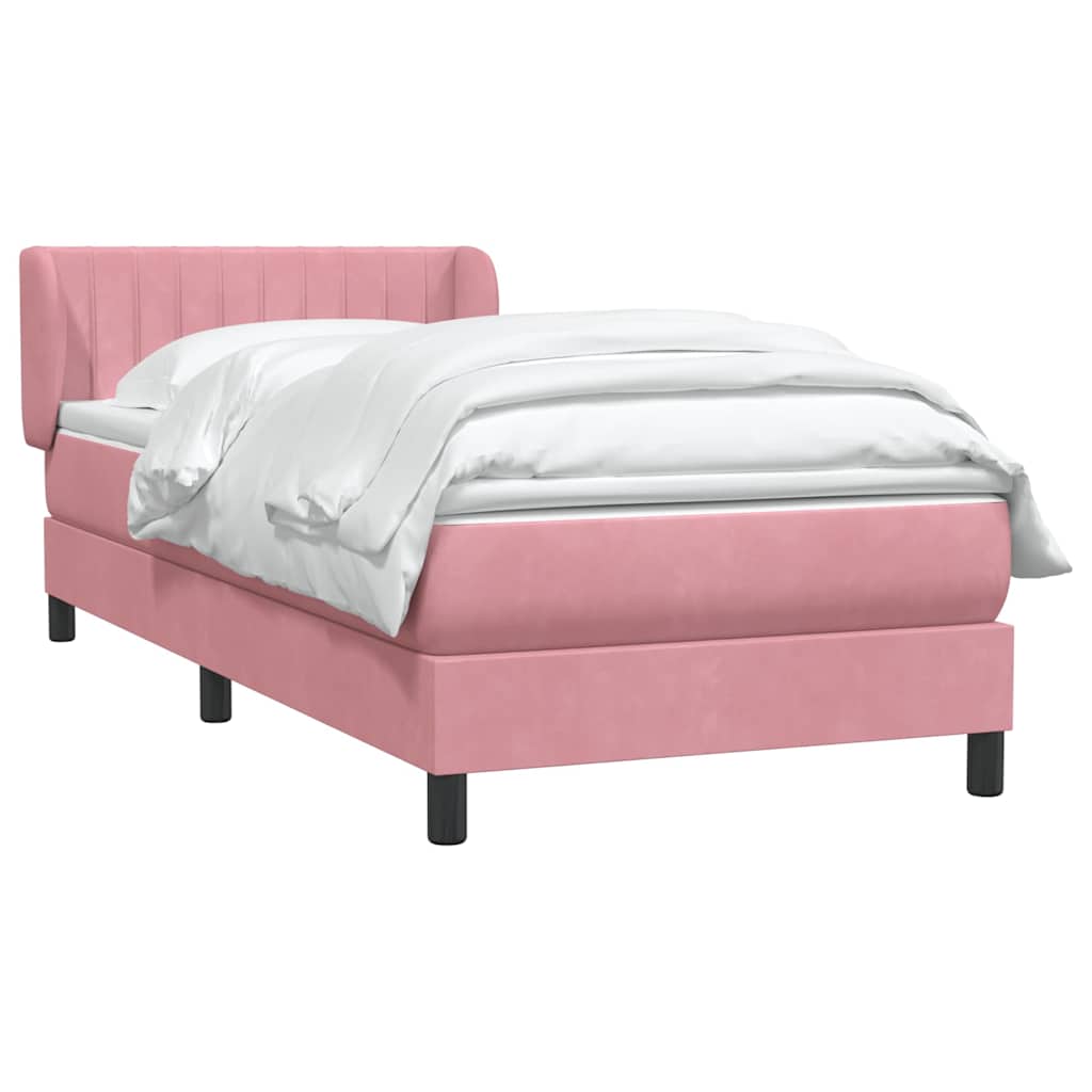 Sommier à lattes de lit avec matelas rose 100x210 cm velours - XIOS
