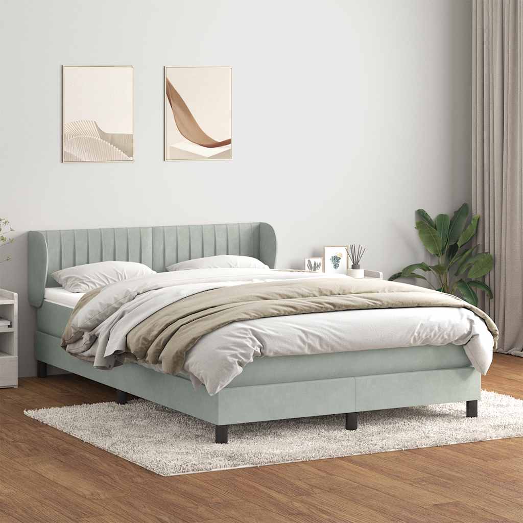 Sommier à lattes de lit et matelas gris clair 160x210cm velours - XIOS