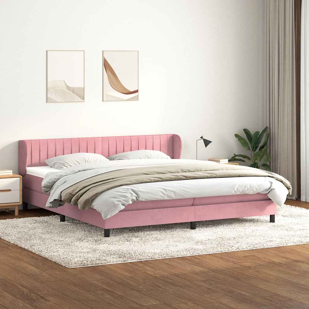 Sommier à lattes de lit avec matelas rose 180x210 cm velours - XIOS